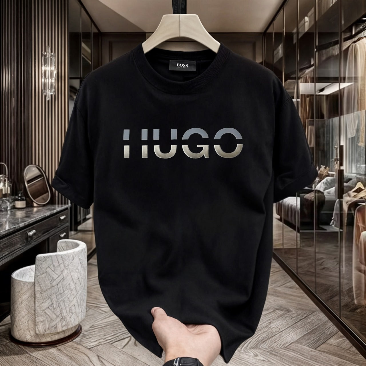 Men's Premium Selling T-Shirts (BD-SMALL AX WHITE+HUGO SILVER)