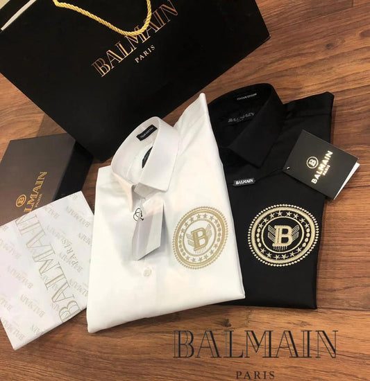 Luxury And Premium Cotton Shirt For Men (BD-BALMAIN 2 BLACK + ARMANI 1 BLACK)