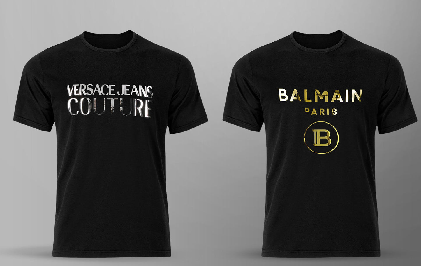 Men's Premium Selling T-shirt (BD-VERSACE SILVER + BALMAIN GOLD)