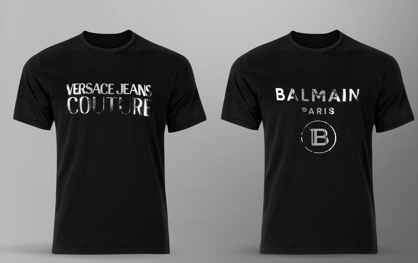 Men's Premium Selling T-shirt (BD-BALMAIN SILVER + VERSACE SILVER)