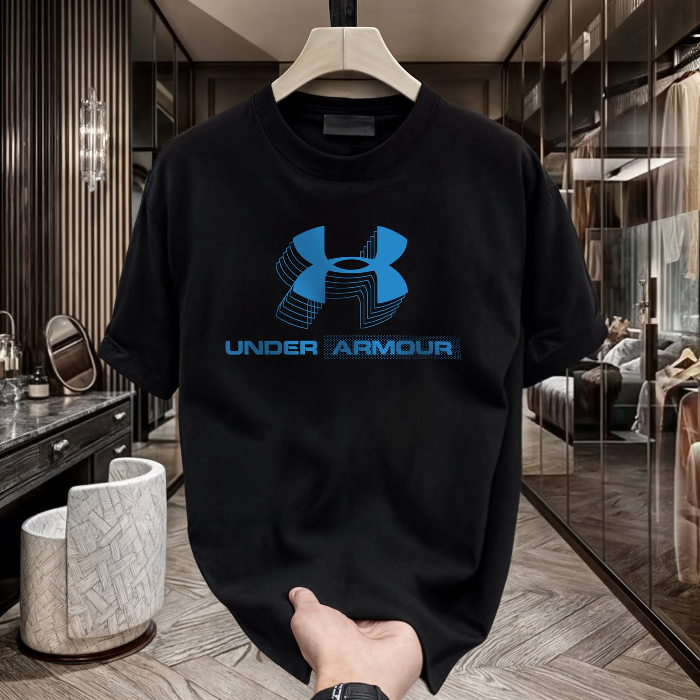 Men's Brand Premium Selling T-Shirt (BD-BLUE ARMOUR+ARMANI GREY)