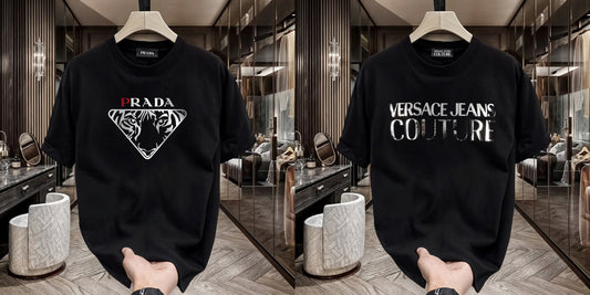 Men's Premium Selling T-Shirts (BD-PRADA+VERSACE SILVER)