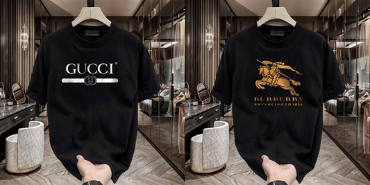 Men's Brand Premium Selling T-Shirt (BD-GUCCI+BURBERRY GOLD)