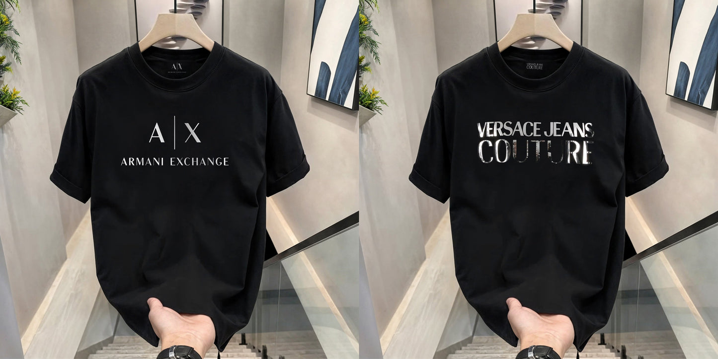 Men's Premium Selling T-Shirts (BD-AX White+ Versace Silver)