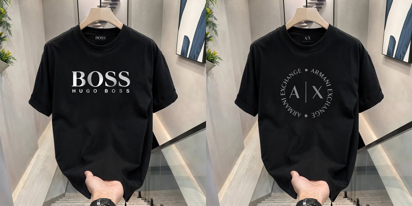 Men's Premium Selling T-Shirts (BD-HUGO Boss+ Armani Round)