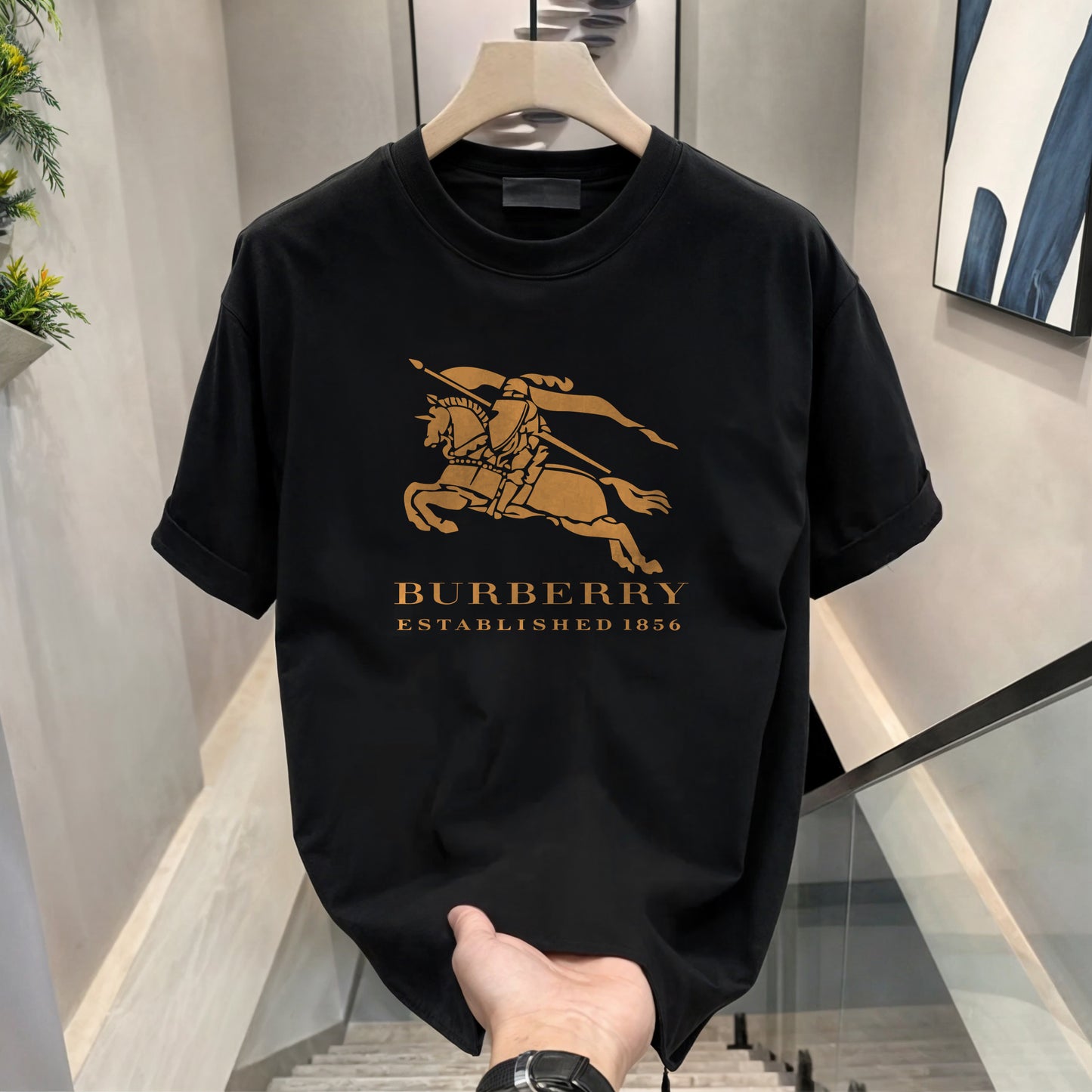 Men's Brand Premium Selling T-Shirt (BD-LACOSTE GOLD+BURBERRY GOLD)