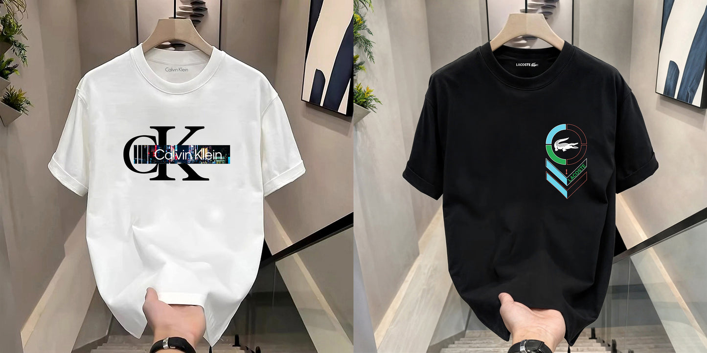 Men's Premium Selling T-Shirts (BD-CK BLACK+LACOSTE BLUE)