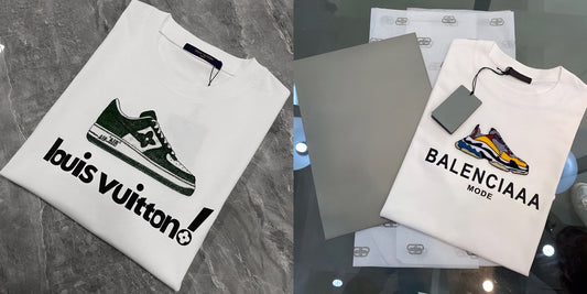 Men's Luxury Premium Selling T-Shirt (BD-LV SHOE+BALENCIAAA MODE)