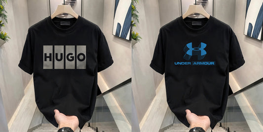 Men's Brand Premium Selling T-Shirt (BD-BLUE ARMOUR+HUGO BOX)