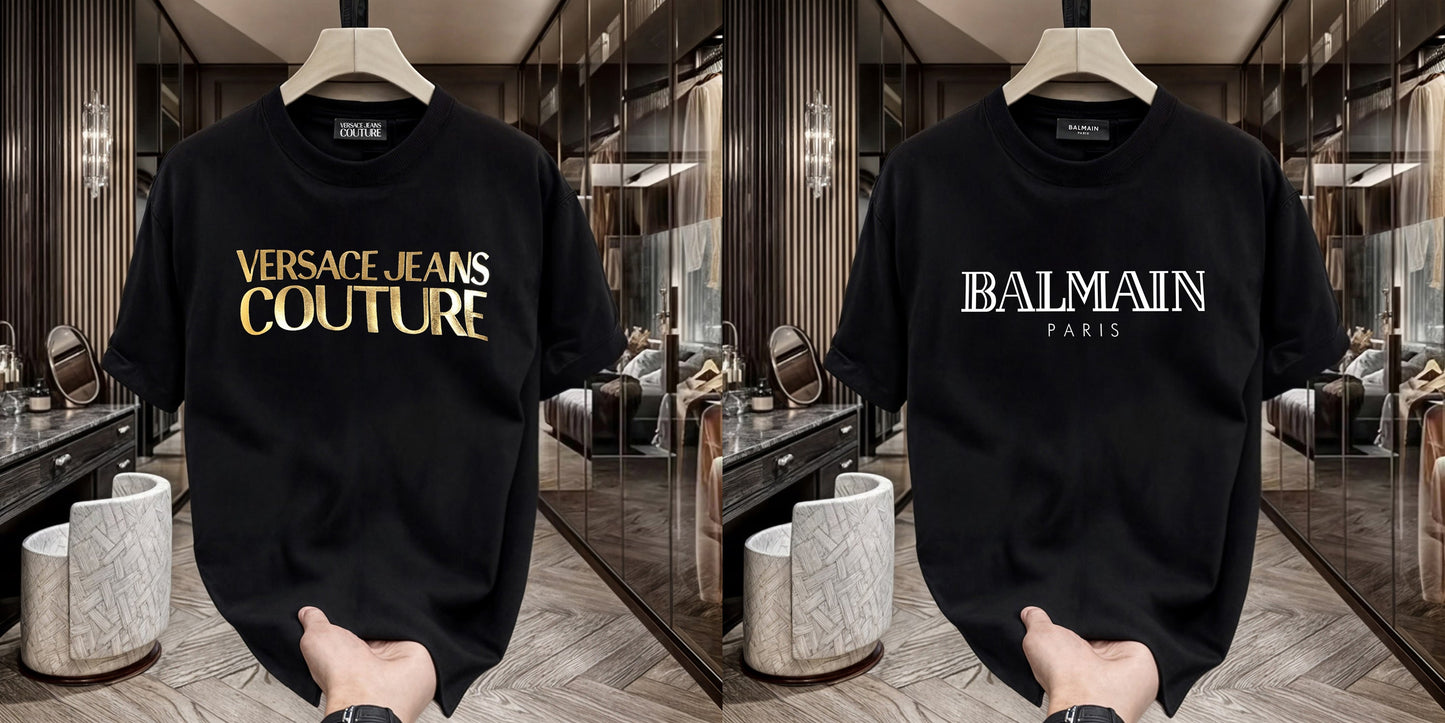 Men's Premium Selling T-Shirts (BD-Versace+Balmain White)