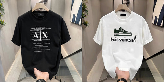 Men's Brand Premium Selling T-Shirt (BD-A|X Text + LV Shoe)