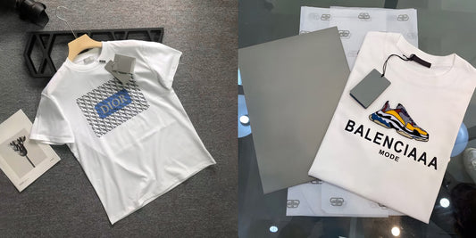 Men's Luxury Premium Selling T-Shirt (BD-DIOR BLUE+BALENCIAAA MODE)