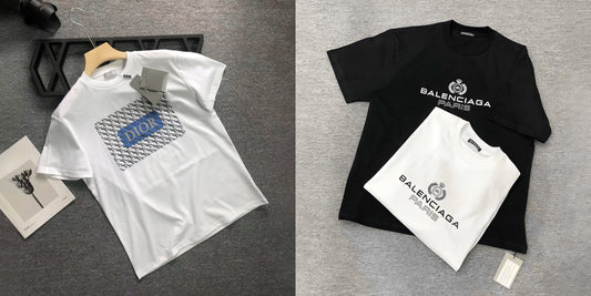 Men's Luxury Premium Selling T-Shirt (BD-DIOR BLUE+BALENCIAGA PARIS)