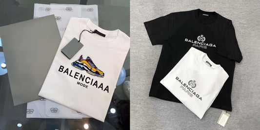 Men's Luxury Premium Selling T-Shirt (BD-BALENCIAAA MODE+BALENCIAGA PARIS)