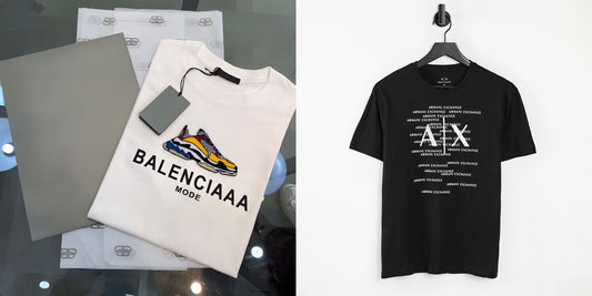 Men's Luxury Premium Selling T-Shirt (BD-BALENCIAAA MODE+A/X TEXT)