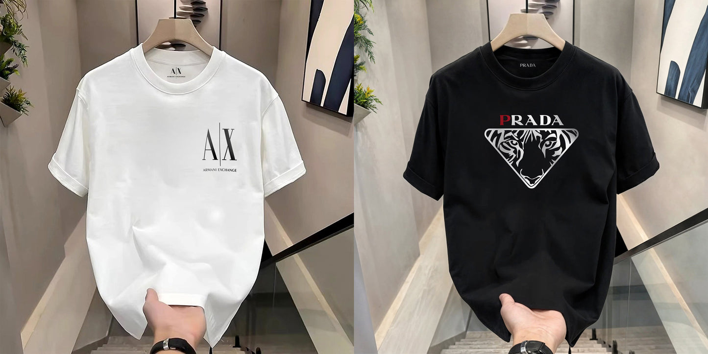 Men's Premium Selling T-Shirts (BD-SMALL AX BLACK+PRADA)