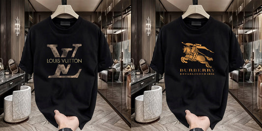 Men's Brand Premium Selling T-Shirt (BD-LV+BURBERRY GOLD)