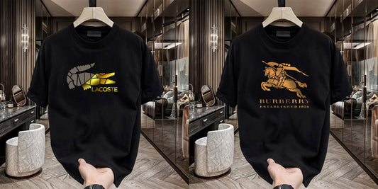 Men's Brand Premium Selling T-Shirt (BD-BURBERRY GOLD+LACOSTE GOLD