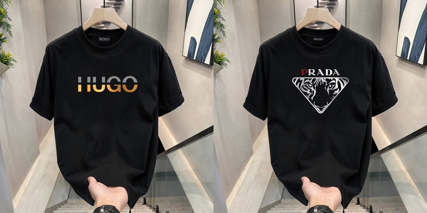 Men's Premium Selling T-Shirts (BD-HUGO GOLD+PRADA)