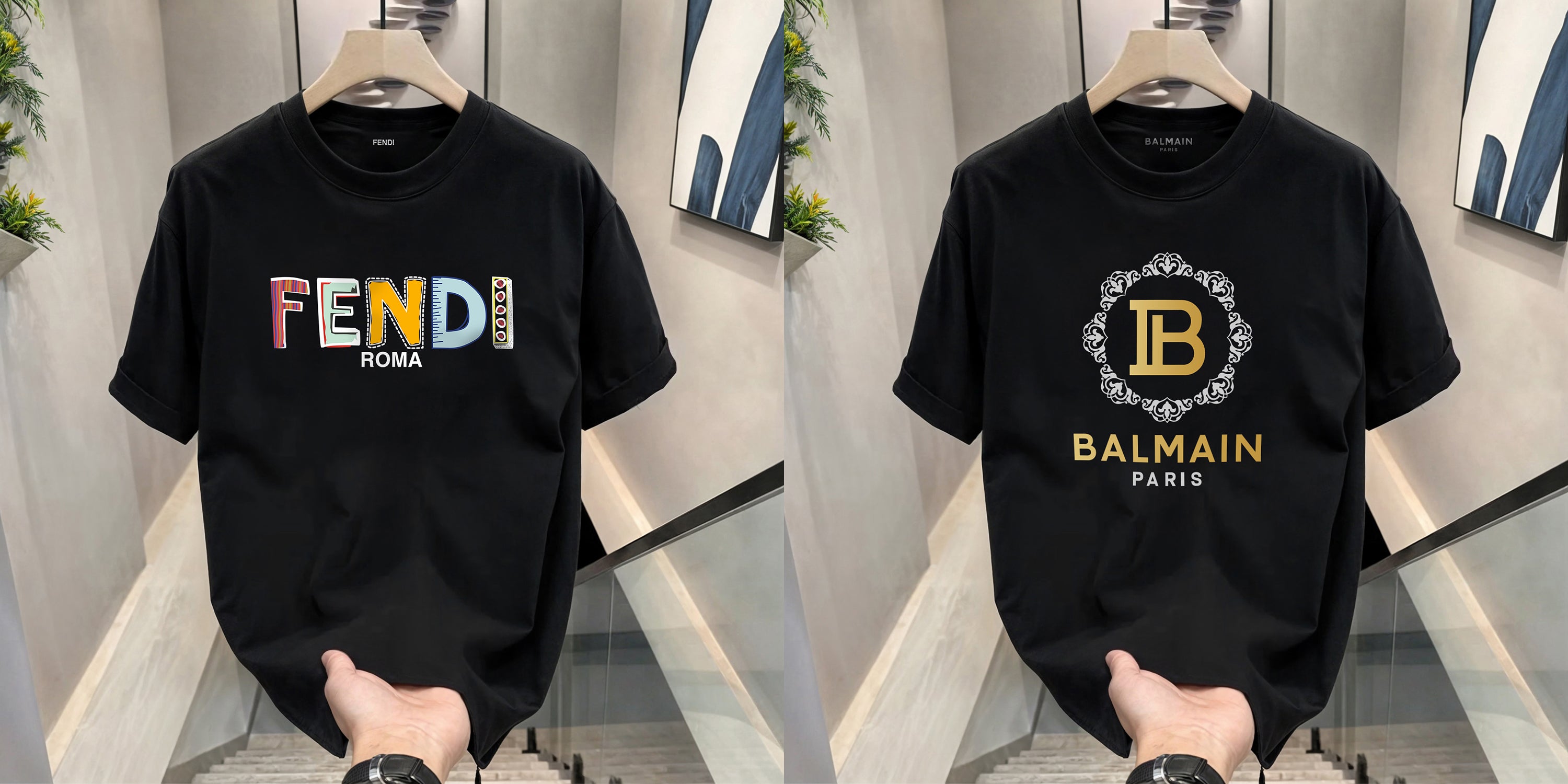 Men s Premium Selling T Shirts BD FENDI COLORFUL BALMAIN ROYAL INSPIRED TEES