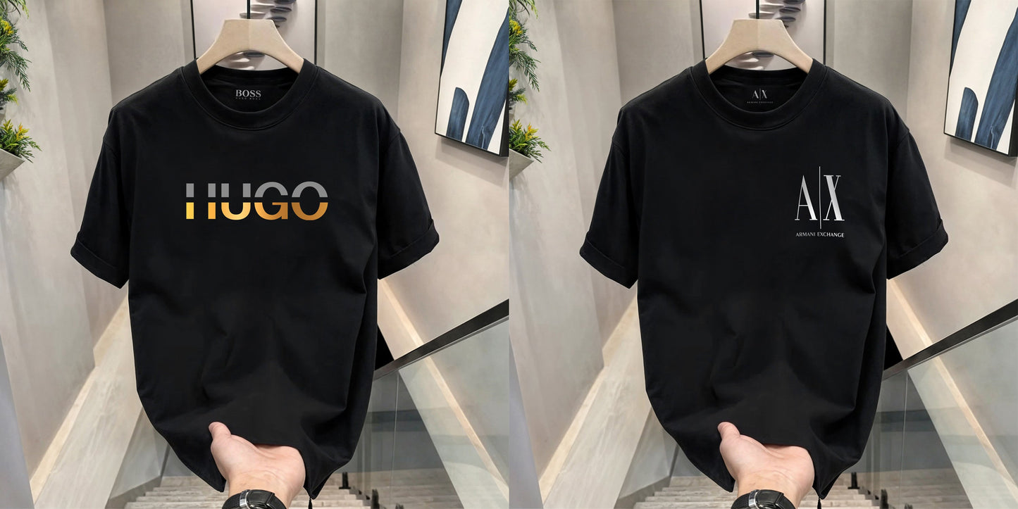 Men's Premium Selling T-Shirts (BD-HUGO GOLD+SMALL AX WHITE)