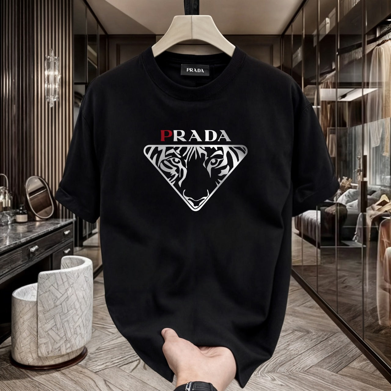 Men's Premium Selling T-Shirts (BD-PRADA+BALMAIN SILVER)