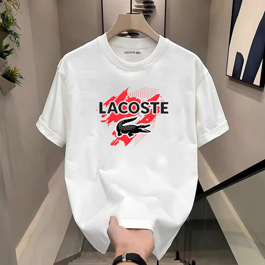 Men's Premium Selling T-Shirts (BD-CK BLACK+LACOSTE RED)